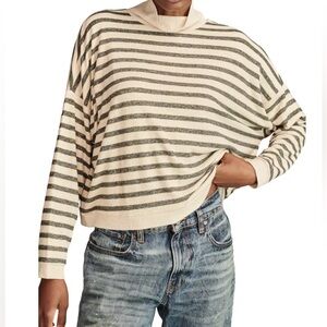 Lucky Brand Women's Cloud Stripe Mock Neck Top Size L